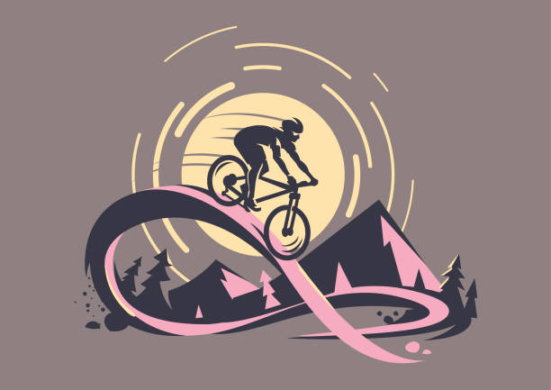 маршрутная поездка тур - mountain biking silhouette cycling bicycle stock illustrations