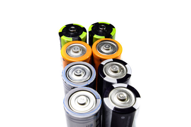 istock Salt and alkaline batteries, source of energy for portable technology. AAA and AA batteries 1129382997