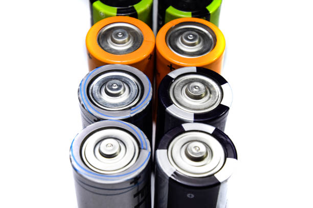 istock Salt and alkaline batteries, source of energy for portable technology. AAA and AA batteries 1129383012
