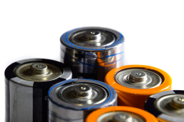 istock Salt and alkaline batteries, source of energy for portable technology. AAA and AA batteries 1129383019