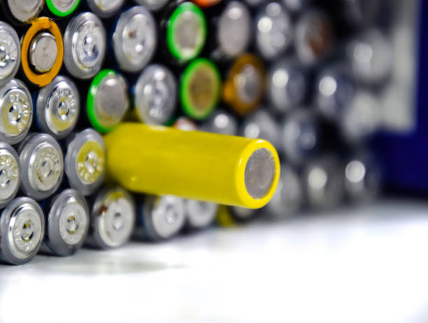istock Salt and alkaline batteries, source of energy for portable technology. AAA and AA batteries 1129383112