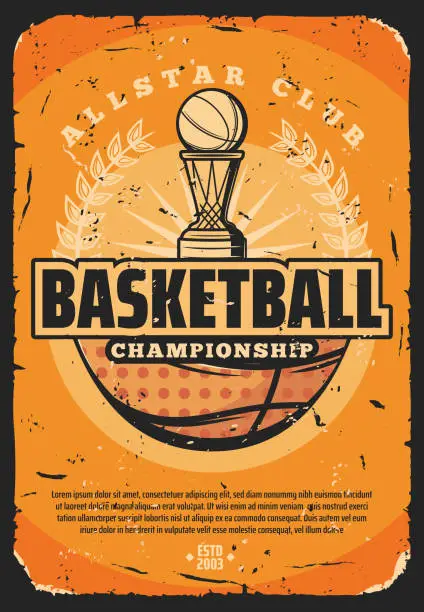 Vector illustration of Basketball sport game, ball and trophy