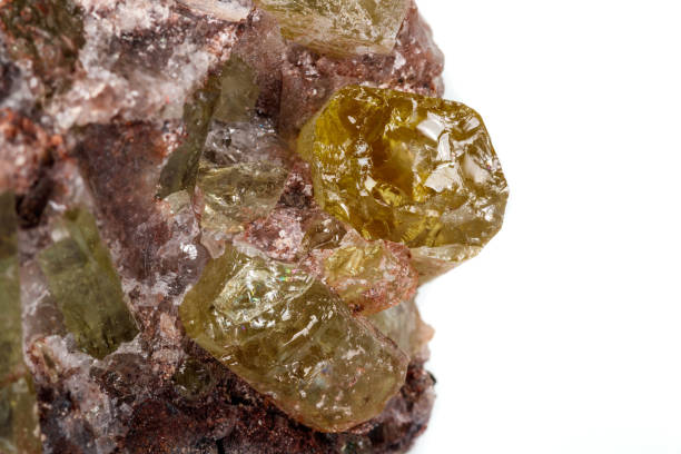 istock Macro mineral stoneGolden Apatite on a white background 1129389613