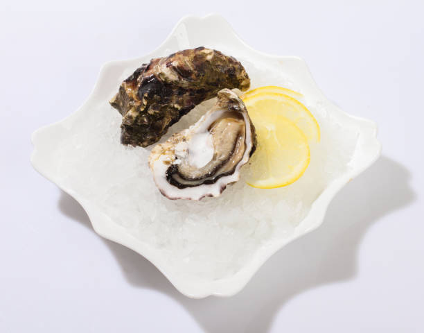 istock Oysters on a plate of ice. 1129389792
