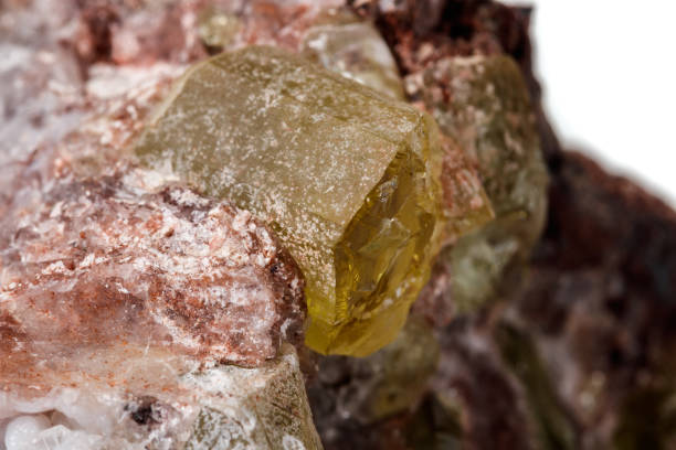 istock Macro mineral stoneGolden Apatite on a white background 1129389919