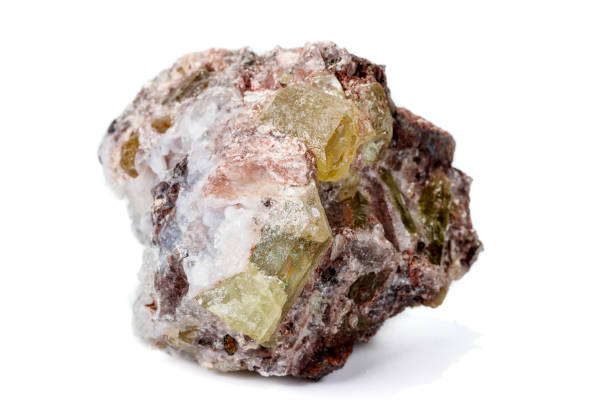 istock Macro mineral stoneGolden Apatite on a white background 1129389978