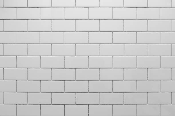 White subway tile without grout stock photo
