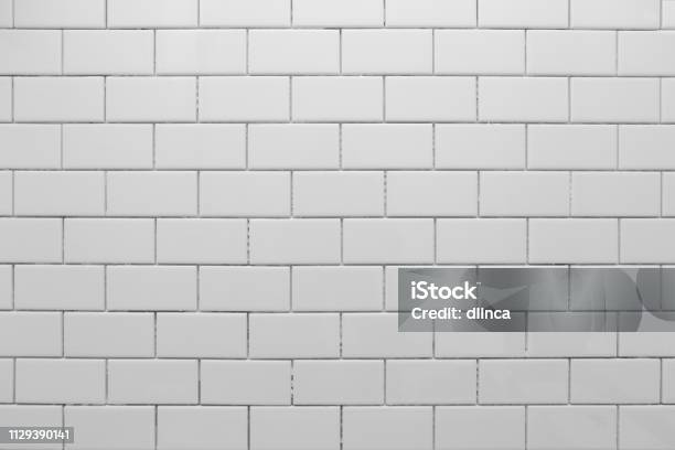 White Subway Tile Without Grout Stock Photo - Download Image Now - Tile, White Color, Subway