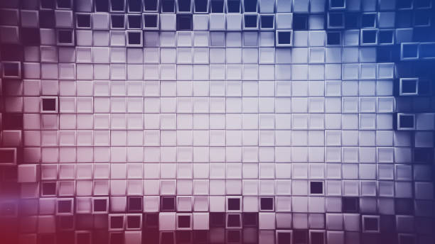 istock Blue and red gradient frame of 3D cubes with free space 1129391849