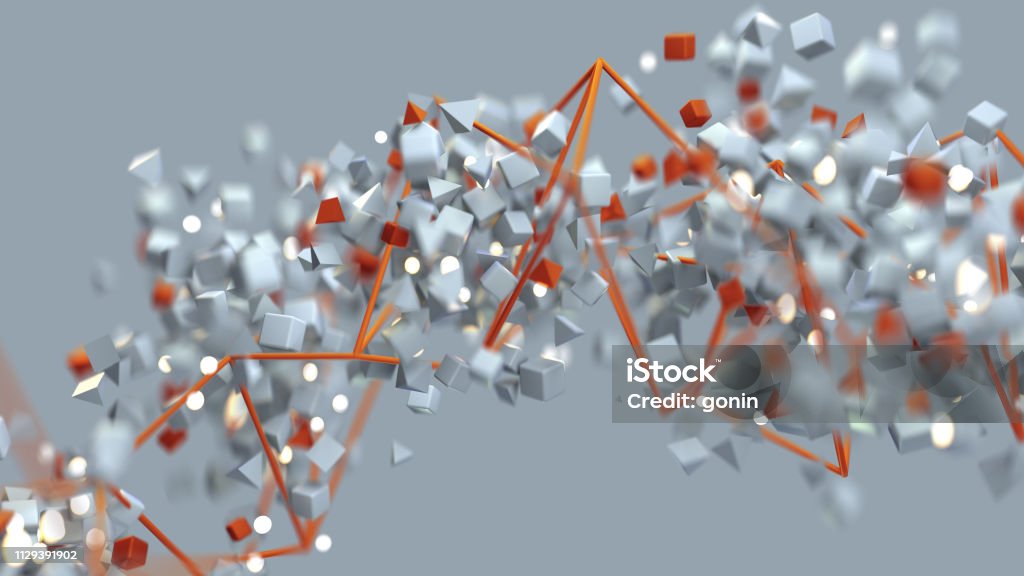 Wireframe Flying Object Orange Wireframe And Spirally Flying Objects 3d Render Stock Photo ...