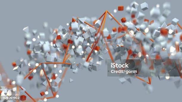Wireframe Flying Object Orange Wireframe And Spirally Flying Objects 3d Render Stock Photo ...