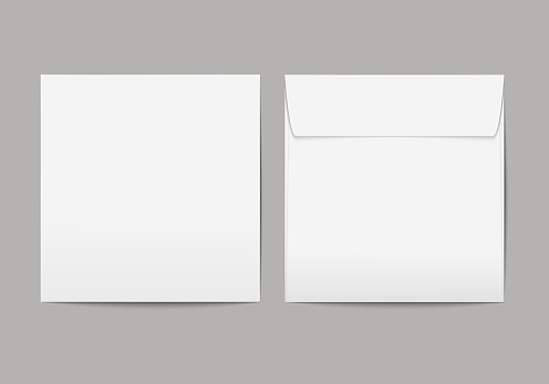 Vector realistic blank white paper square envelope with transparent background