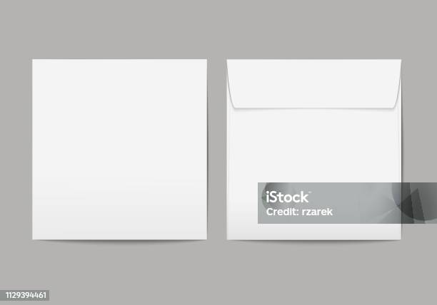 Vector Realistic Blank White Paper Square Envelope With Transparent Background Stock Illustration - Download Image Now