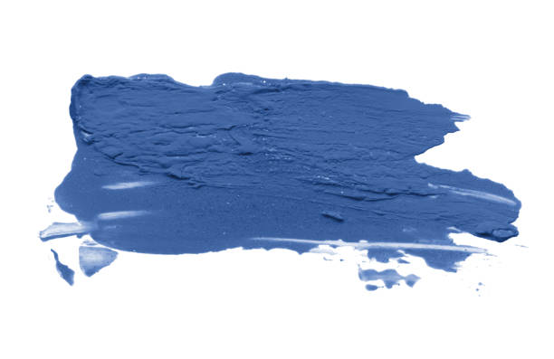 istock Abstract blue acrylic color brush stroke. Isolated on white. 1129395057