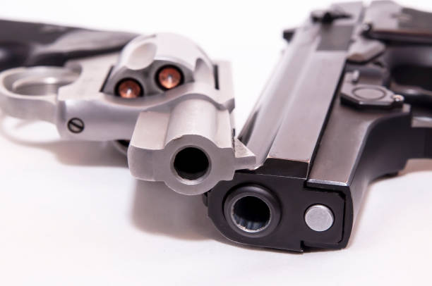 istock Two handguns, a 40 caliber pistol and a 357 magnum revolver 1129398678