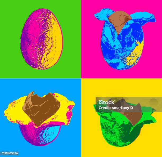 Chocolate Easter Eggs Stock Illustration - Download Image Now - Easter, Pop Art, Chocolate