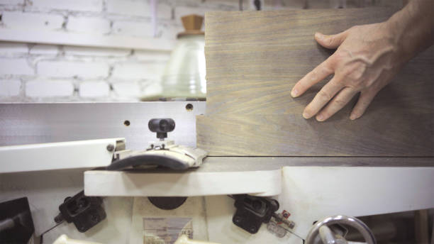 istock A close-up of a sewing circle that cuts the board. 1129406058