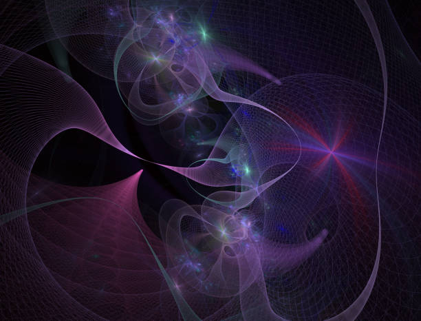 istock Wireframe tunnel fantasy illustration. Image of distorted holographic pearly neon mesh. 1129408015
