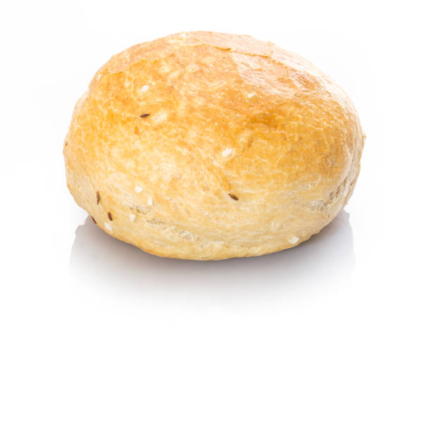 istock Spelt roll with salt and caraway white isolated 1129408935