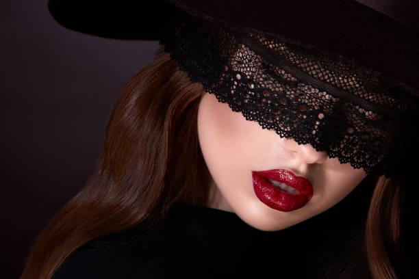 istock Close up portrait of red lips 1129415014