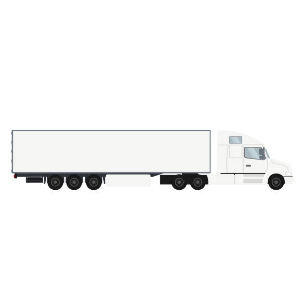 istock Container trailer truck with cold room. Heavy transport vehicle 1129415250