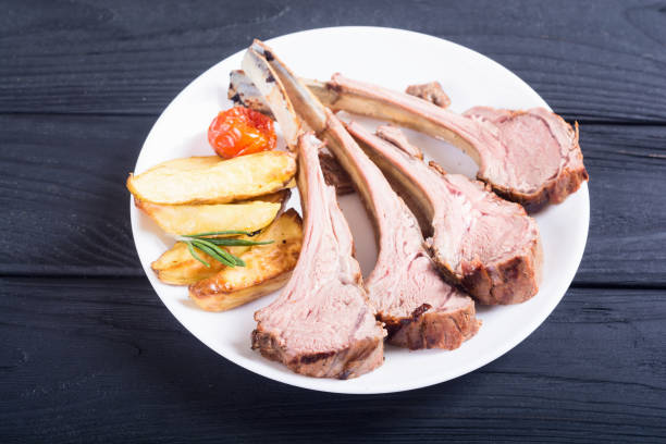 istock Grilled rack of lamb with potatoes 1129415509
