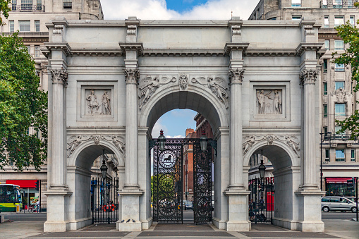 Marble Arch on the N.E. Corner of Hyde Park in London, England UK