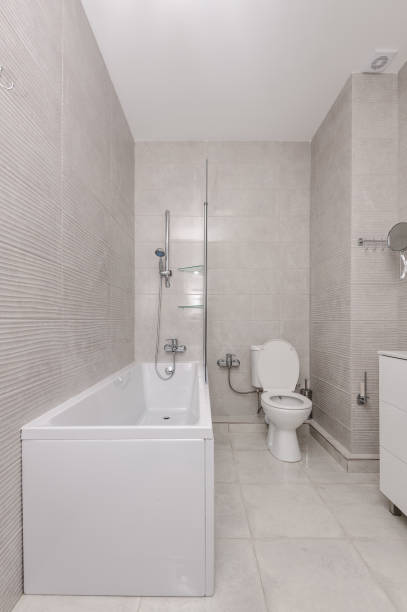 istock Modern white and kight beige bathroom 1129419999