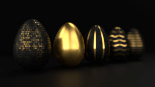 istock Happy Easter Luxury background with golden and black eggs 1129420869