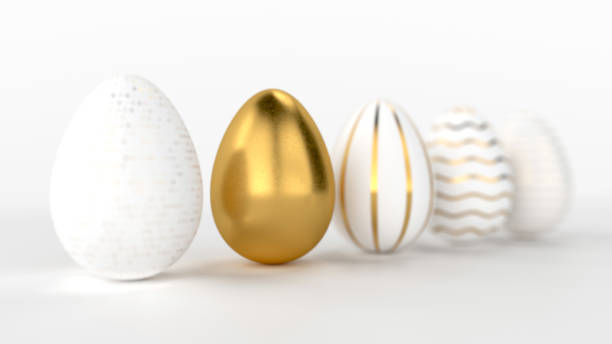 istock Happy Easter Luxury background with golden and white eggs 1129420870