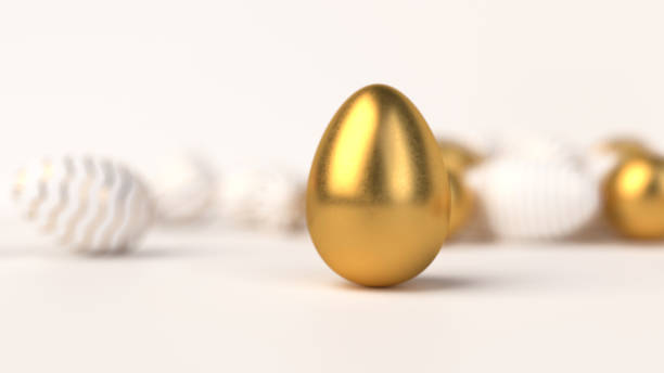 istock Happy Easter Luxury background with golden and white eggs 1129420880