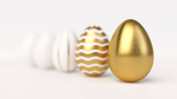 istock Happy Easter Luxury background with golden and white eggs 1129420908