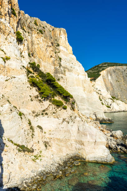 Greece, Zakynthos, Impressive tall cliffs at coast of cape plakaki