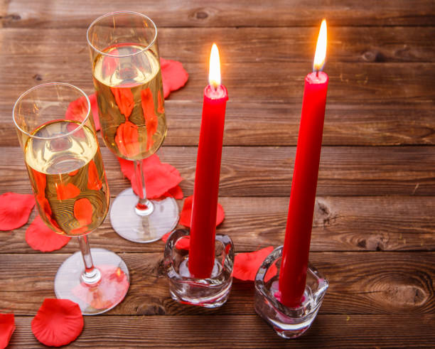 istock Romantic evening with champagne, candles 1129423844