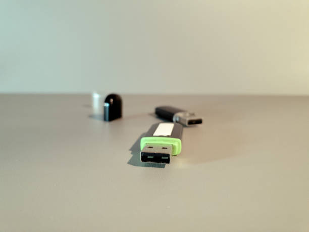 istock USB flash drive. External media Pocket hard drive. 1129425817