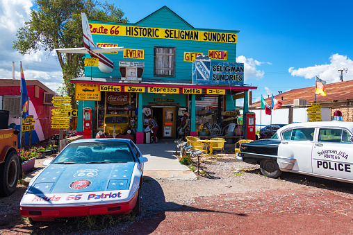 SELIGMAN, AZ - SEPTEMBER 16: Historic shop on Route 66 in Seligman, AZ on September 16, 2015