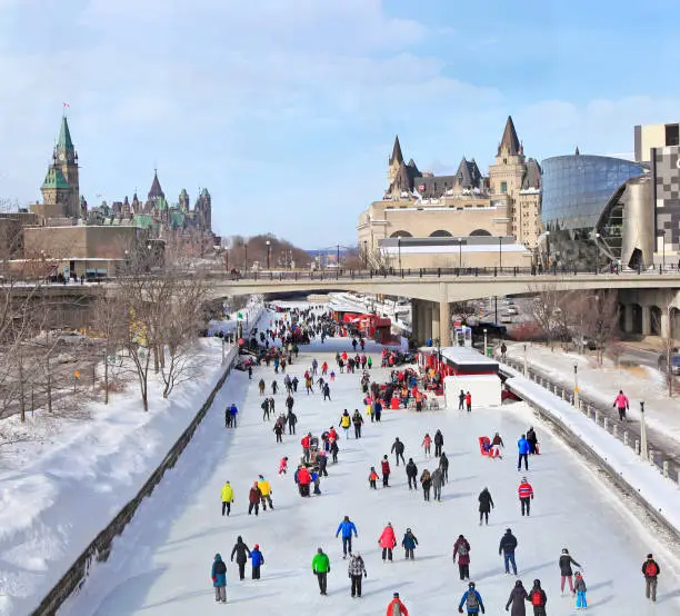 Rideau Canal Ice Skating Rink in winter, Ottawa, Canada