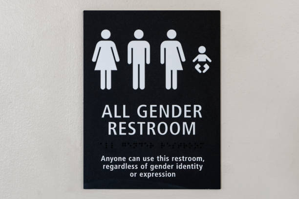 All gender restroom sign stock photo
