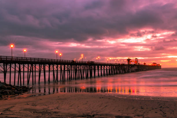 Oceanside Sunset By The Pier stock photo