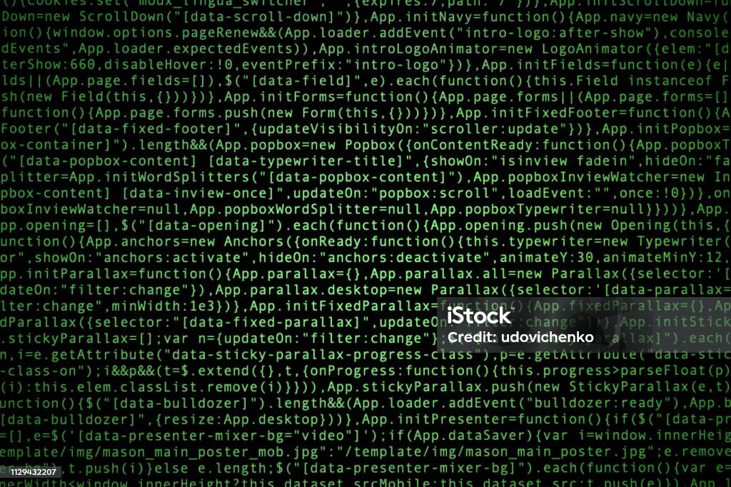 Software Source Code Programming Javascript Code On Computer Screen ...