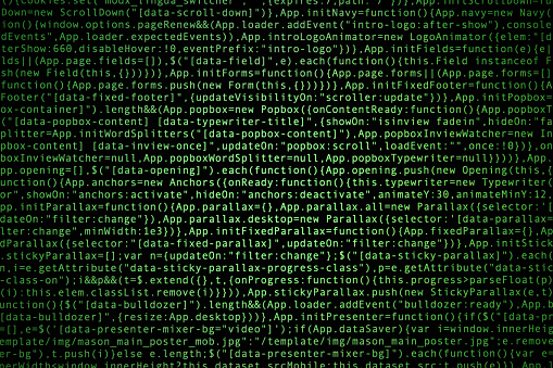 Software Source Code Programming Javascript Code On Computer Screen ...