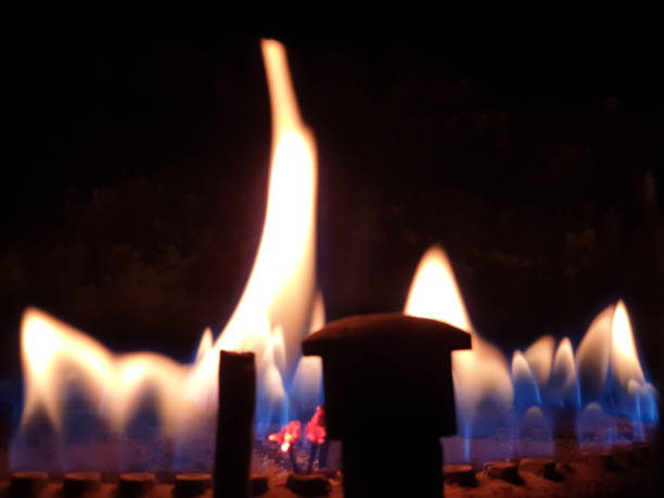 gas. Gas burning in the heating boiler.