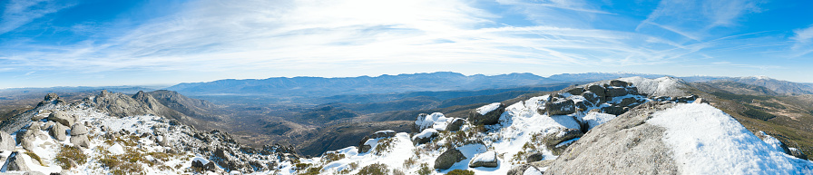 Panoramic view of the Sierra de Avila with Neveros and the background of the city of Avila