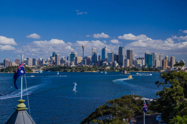 сидней (вид из зоопарка таронга) - taronga стоковые фото и изображения