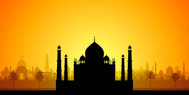 тадж-махал - delhi new delhi panoramic india stock illustrations