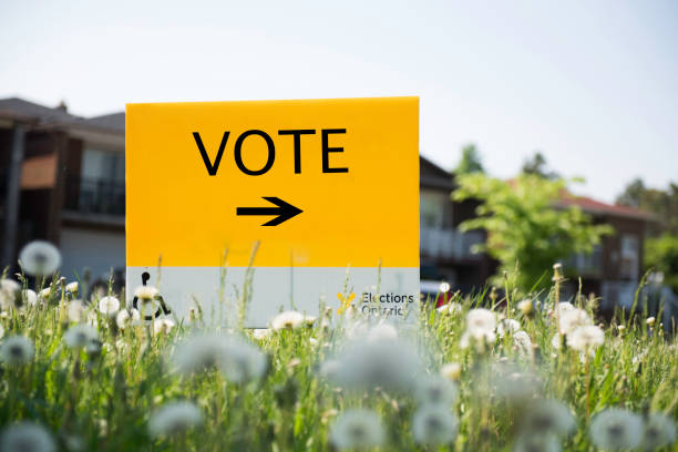 English language election sign at Polling Station Ontario, Canada. Woodbridge stock pictures, royalty-free photos & images