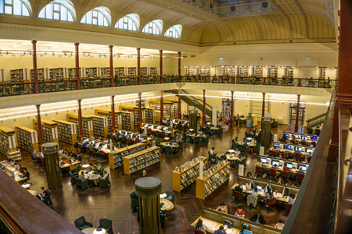Melbourne, Australia - January 19th, 2019:  State Library Victoria the best beautiful library in Melbourne
