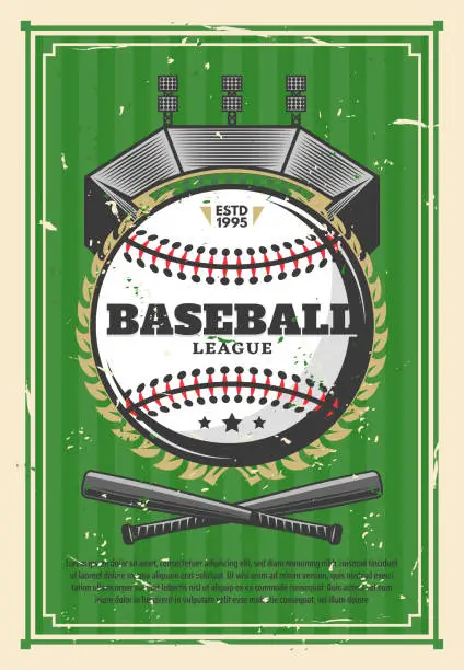 Vector illustration of Baseball league championship old retro poster