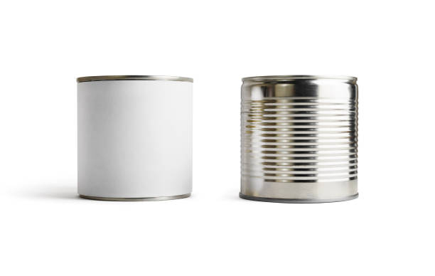 lattine di latta isolate - can canned food container cylinder foto e immagini stock