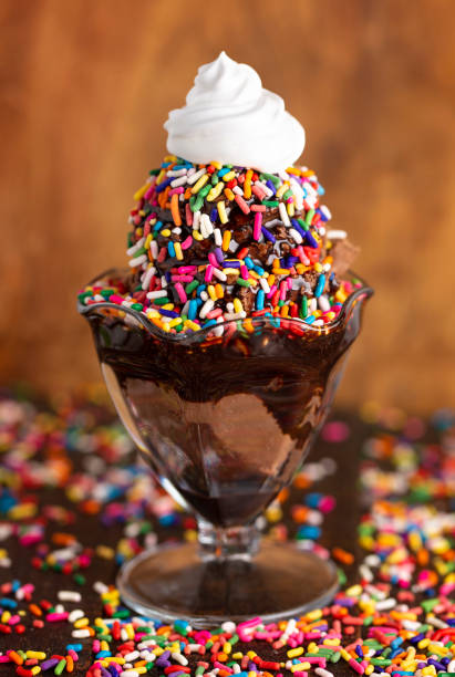 istock A Chocolate Ice Cream Sundae with Chocolate Syrup and Rainbow Sprinkles 1129438835
